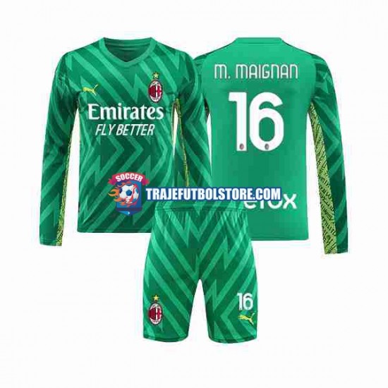 Camiseta 1ª AC Milan Mike Maignan 16 Portero Niño 2023-2024 ML