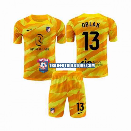 Camiseta Atlético Madrid Jan Oblak 13 Orangecolor Portero Niño 2023-2024 Manga Corta