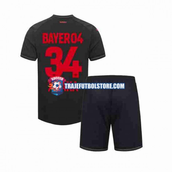Camiseta 1ª Bayer 04 Leverkusen Granit Xhaka 34 Niño 2023-2024 Manga Corta