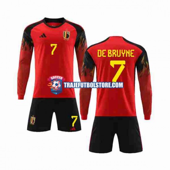 Camiseta 1ª Bélgica De Bruyne 7 Niño Copa Mundial 2022 ML