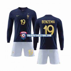 Camiseta 1ª Francia Benzema 19 Niño Copa Mundial 2022 ML