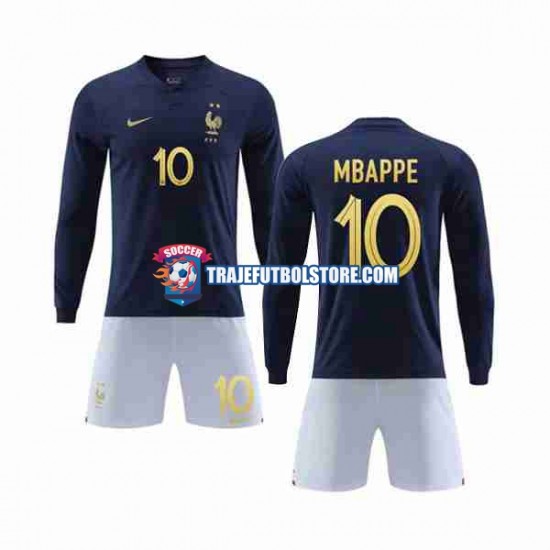 Camiseta 1ª Francia Mbappé 10 Niño Copa Mundial 2022 ML