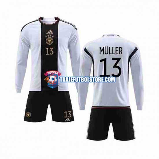 Camiseta 1ª Alemania MULLER 13 Niño Copa Mundial 2022 ML