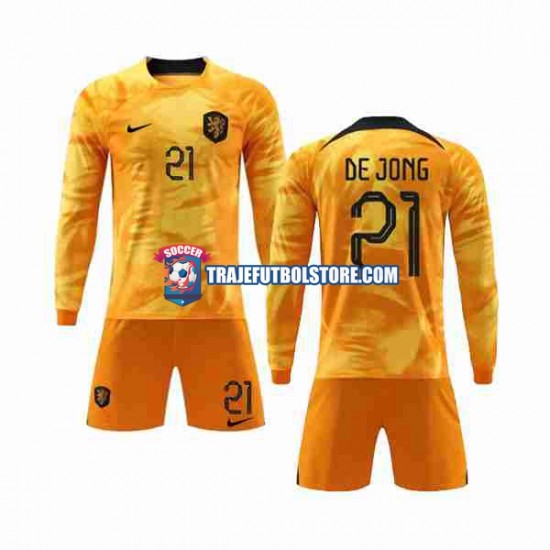Camiseta 1ª Países Bajos De Jong 21 Niño Copa Mundial 2022 ML