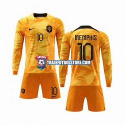 Camiseta 1ª Países Bajos Memphis 10 Niño Copa Mundial 2022 ML