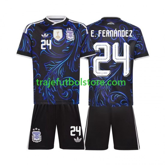 Camiseta 2ª Argentina Enzo Fernandez 24 Niño Copa Mundial 2026 Manga Corta