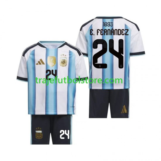 Camiseta 1ª Argentina Enzo Fernandez 24 Niño Copa Mundial 2026 Manga Corta