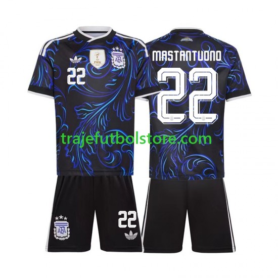 Camiseta 2ª Argentina Franco Mastantuono 22 Niño Copa Mundial 2026 Manga Corta