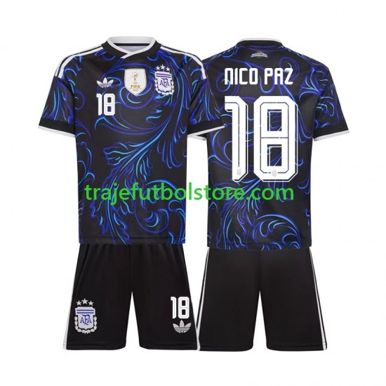 Camiseta 2ª Argentina Nico Paz 18 Niño Copa Mundial 2026 Manga Corta