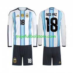 Camiseta 1ª Argentina Nico Paz 18 Niño Copa Mundial 2026 ML