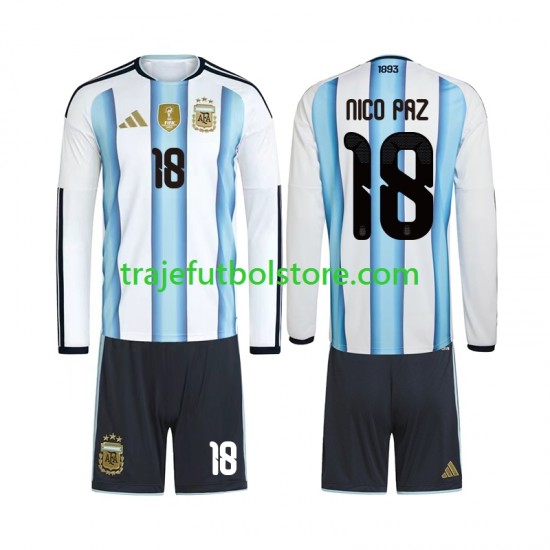 Camiseta 1ª Argentina Nico Paz 18 Niño Copa Mundial 2026 ML