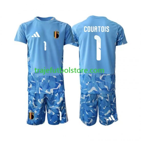 Camiseta 1ª Bélgica Thibaut Courtois 1 Portero Niño Copa Mundial 2026 Manga Corta