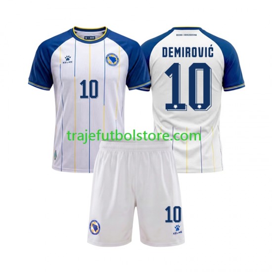 Camiseta 2ª Bosnia y Herzegovina Ermedin Demirovic 10 Niño Copa Mundial 2026 Manga Corta
