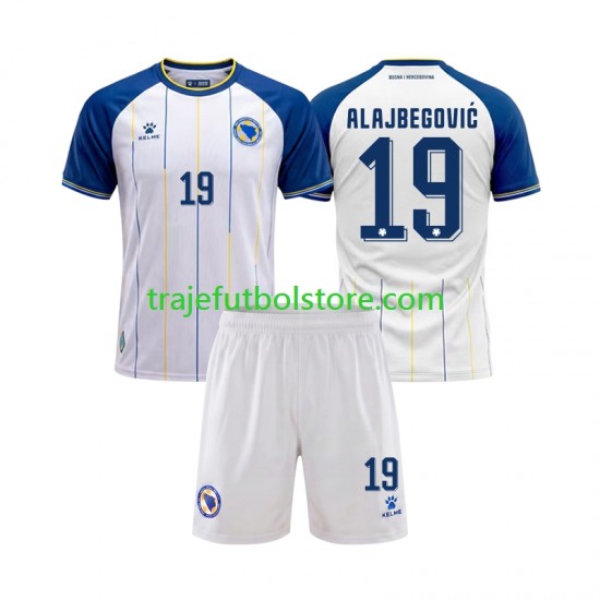 Camiseta 2ª Bosnia y Herzegovina Kerim Alajbegovic 19 Niño Copa Mundial 2026 Manga Corta