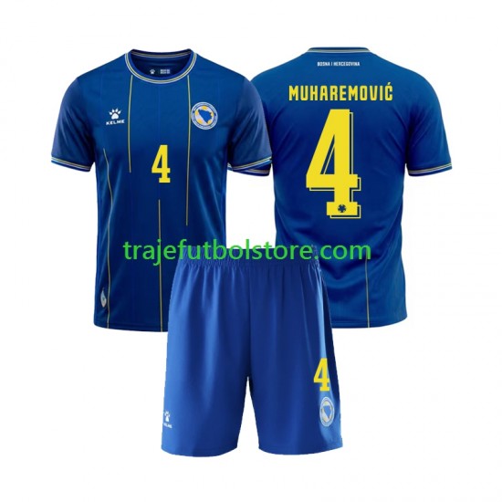 Camiseta 1ª Bosnia y Herzegovina Tarik Muharemovic 4 Niño Copa Mundial 2026 Manga Corta