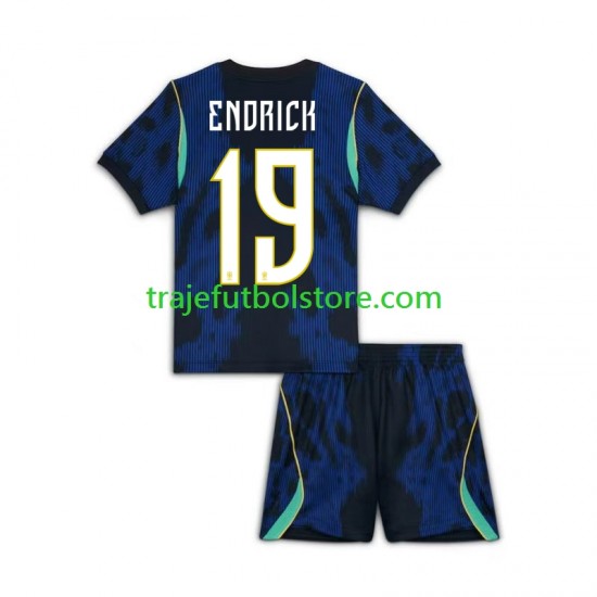 Camiseta 2ª Brasil Endrick 19 Niño Copa Mundial 2026 Manga Corta