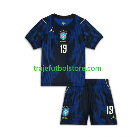Camiseta 2ª Brasil Endrick 19 Niño Copa Mundial 2026 Manga Corta