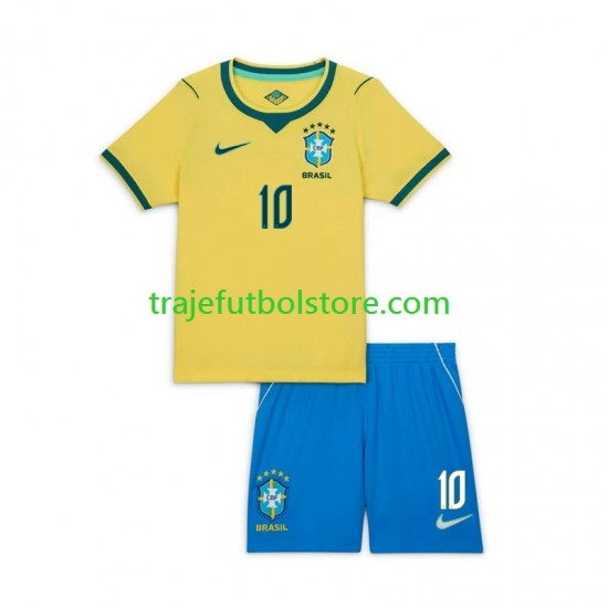 Camiseta 1ª Brasil Neymar JR 10 Niño Copa Mundial 2026 Manga Corta