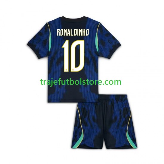 Camiseta 2ª Brasil Ronaldinho 10 Niño Copa Mundial 2026 Manga Corta