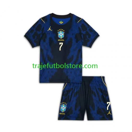 Camiseta 2ª Brasil Vinicius Junior 7 Niño Copa Mundial 2026 Manga Corta