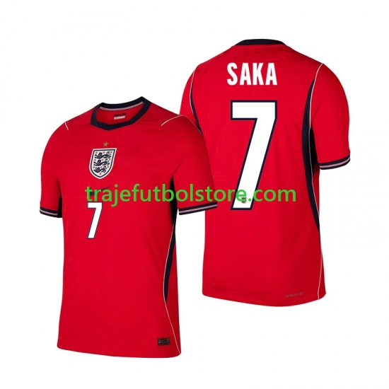 Camiseta 2ª Inglaterra Bukayo Saka 7 Hombre Copa Mundial 2026 Manga Corta
