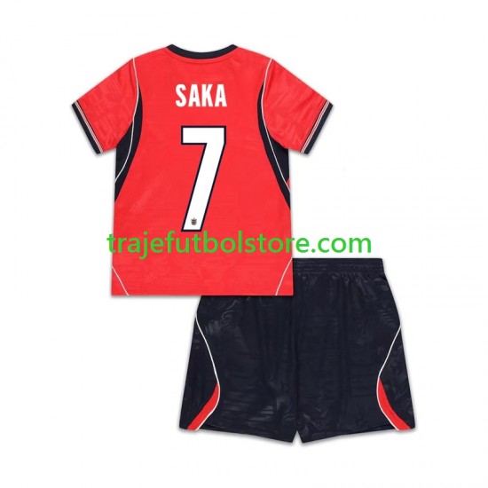 Camiseta 2ª Inglaterra Bukayo Saka 7 Niño Copa Mundial 2026 Manga Corta