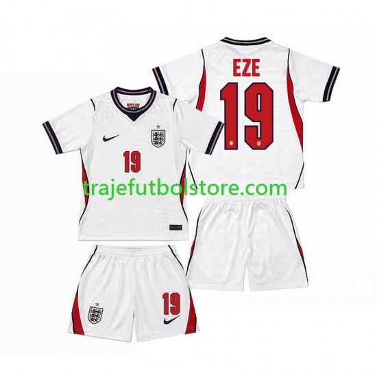 Camiseta 1ª Inglaterra Eberechi Eze 19 Niño Copa Mundial 2026 Manga Corta