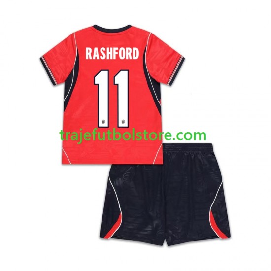 Camiseta 2ª Inglaterra Marcus Rashford 11 Niño Copa Mundial 2026 Manga Corta