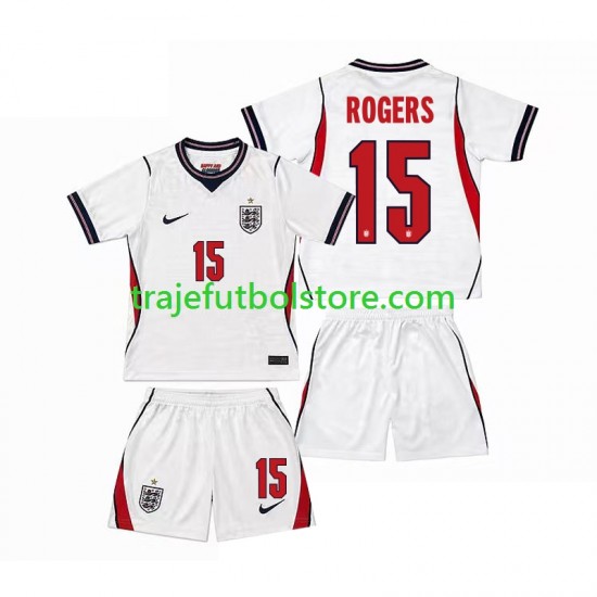 Camiseta 1ª Inglaterra Morgan Rogers 15 Niño Copa Mundial 2026 Manga Corta