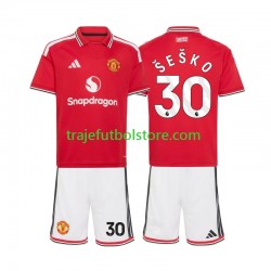 Camiseta 1ª Manchester United Benjamin Sesko 30 Niño 2026-2027 Manga Corta Camiseta 1ª Manchester United Benjamin Sesko 30 Niño 2026-2027 Manga Corta