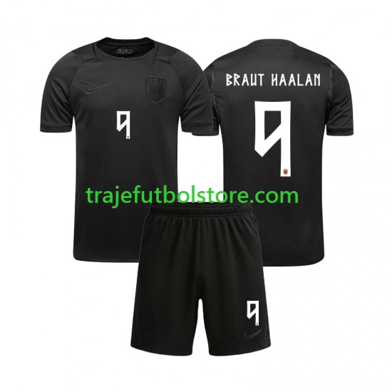 Camiseta 2ª Noruega Braut Haaland 9 Niño Copa Mundial 2026 Manga Corta