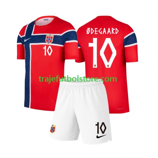 Camiseta 1ª Noruega Martin Odegaard 10 Niño Copa Mundial 2026 Manga Corta