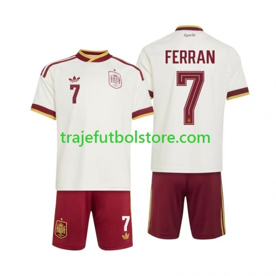 Camiseta 2ª España Ferran Torres 7 Niño Copa Mundial 2026 Manga Corta