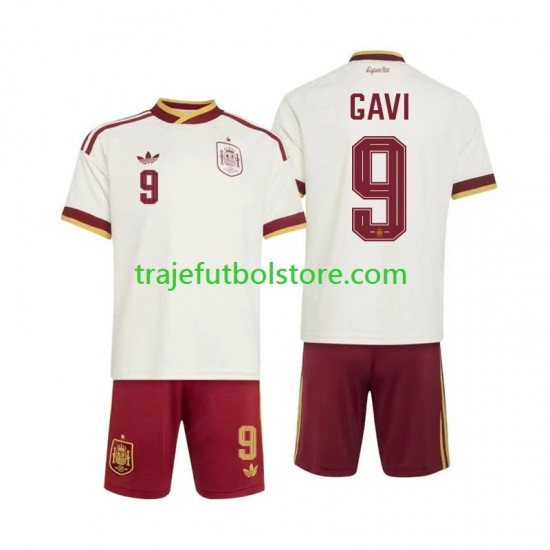 Camiseta 2ª España Gavi 9 Niño Copa Mundial 2026 Manga Corta