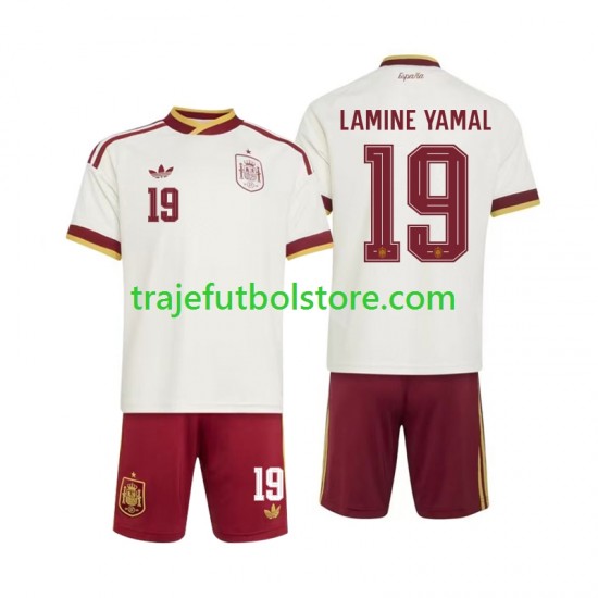 Camiseta 2ª España Lamine Yamal 19 Niño Copa Mundial 2026 Manga Corta