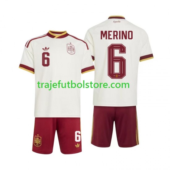 Camiseta 2ª España Mikel Merino 6 Niño Copa Mundial 2026 Manga Corta