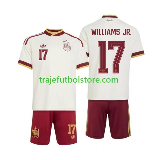 Camiseta 2ª España Nico Williams 17 Niño Copa Mundial 2026 Manga Corta