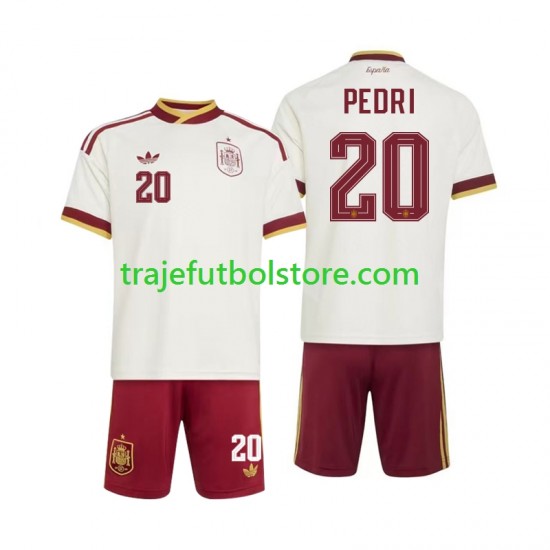 Camiseta 2ª España Pedri 20 Niño Copa Mundial 2026 Manga Corta