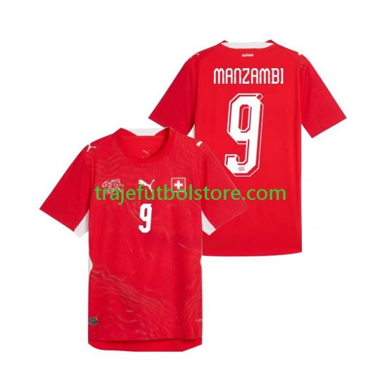 Camiseta 1ª Suiza Johan Manzambi 9 Hombre Copa Mundial 2026 Manga Corta