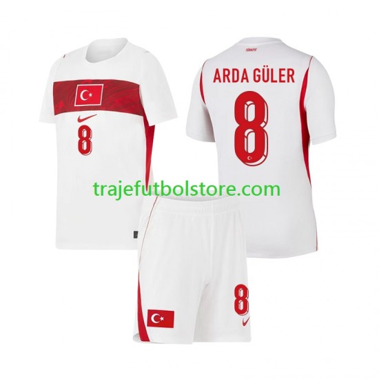 Camiseta 2ª Turquía Arda Guler 8 Niño Copa Mundial 2026 Manga Corta