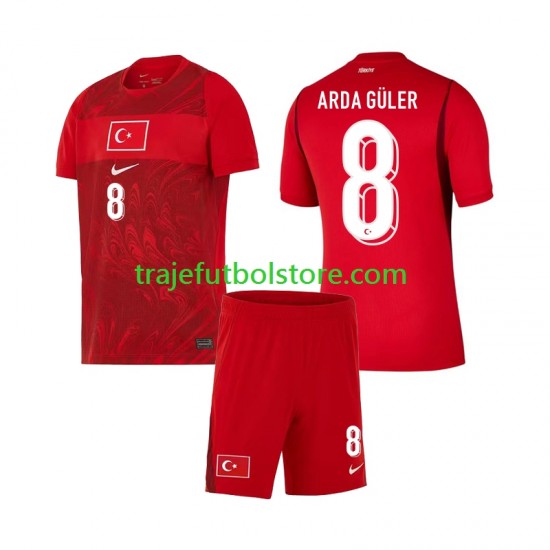 Camiseta 1ª Turquía Arda Guler 8 Niño Copa Mundial 2026 Manga Corta