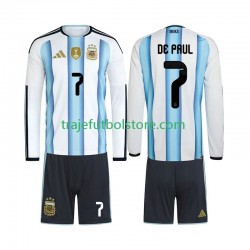 Camiseta 1ª Argentina Rodrigo De Paul 7 Niño Copa Mundial 2026 ML
