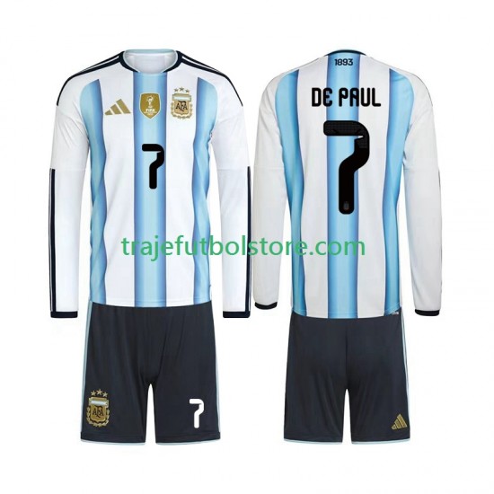 Camiseta 1ª Argentina Rodrigo De Paul 7 Niño Copa Mundial 2026 ML