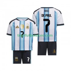 Camiseta 1ª Argentina Rodrigo De Paul 7 Niño Copa Mundial 2026 Manga Corta