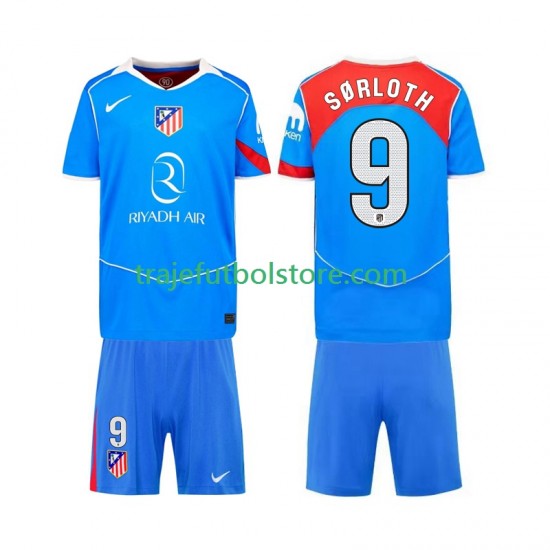 Camiseta 3ª Atlético Madrid Alexander Sorloth 9 Niño 2025-2026 Manga Corta