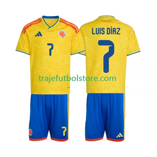 Camiseta 1ª Colombia Luis Diaz 7 Niño Copa Mundial 2026 Manga Corta