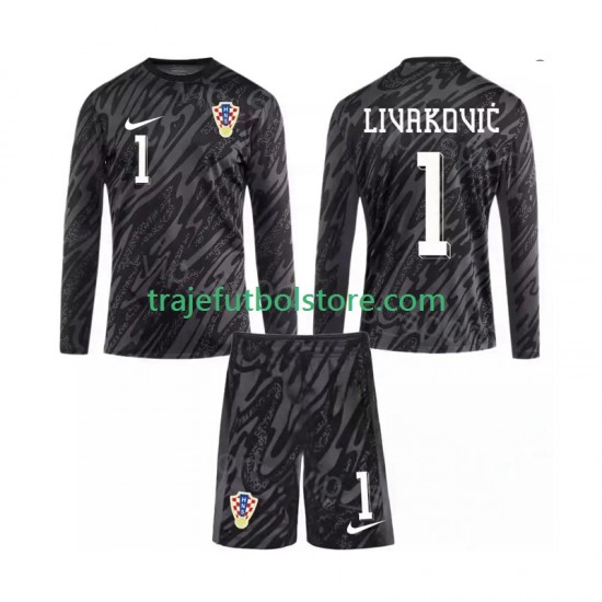 Camiseta 3ª Croacia DOMINIK LIVAKOVIC 1 Portero Niño 2024 ML
