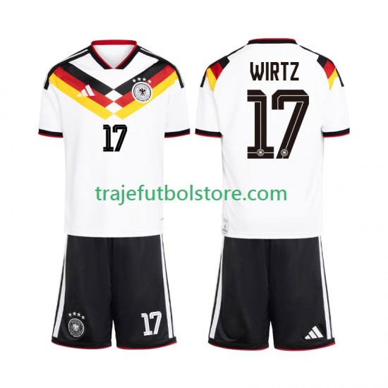 Camiseta 1ª Alemania Florian Wirtz 17 Niño Copa Mundial 2026 Manga Corta