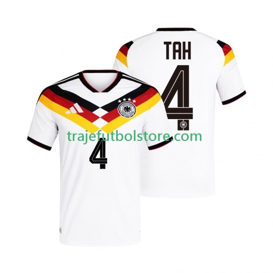 Camiseta 1ª Alemania Jonathan Tah 4 Hombre Copa Mundial 2026 Manga Corta