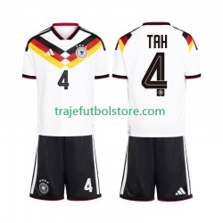 Camiseta 1ª Alemania Jonathan Tah 4 Niño Copa Mundial 2026 Manga Corta